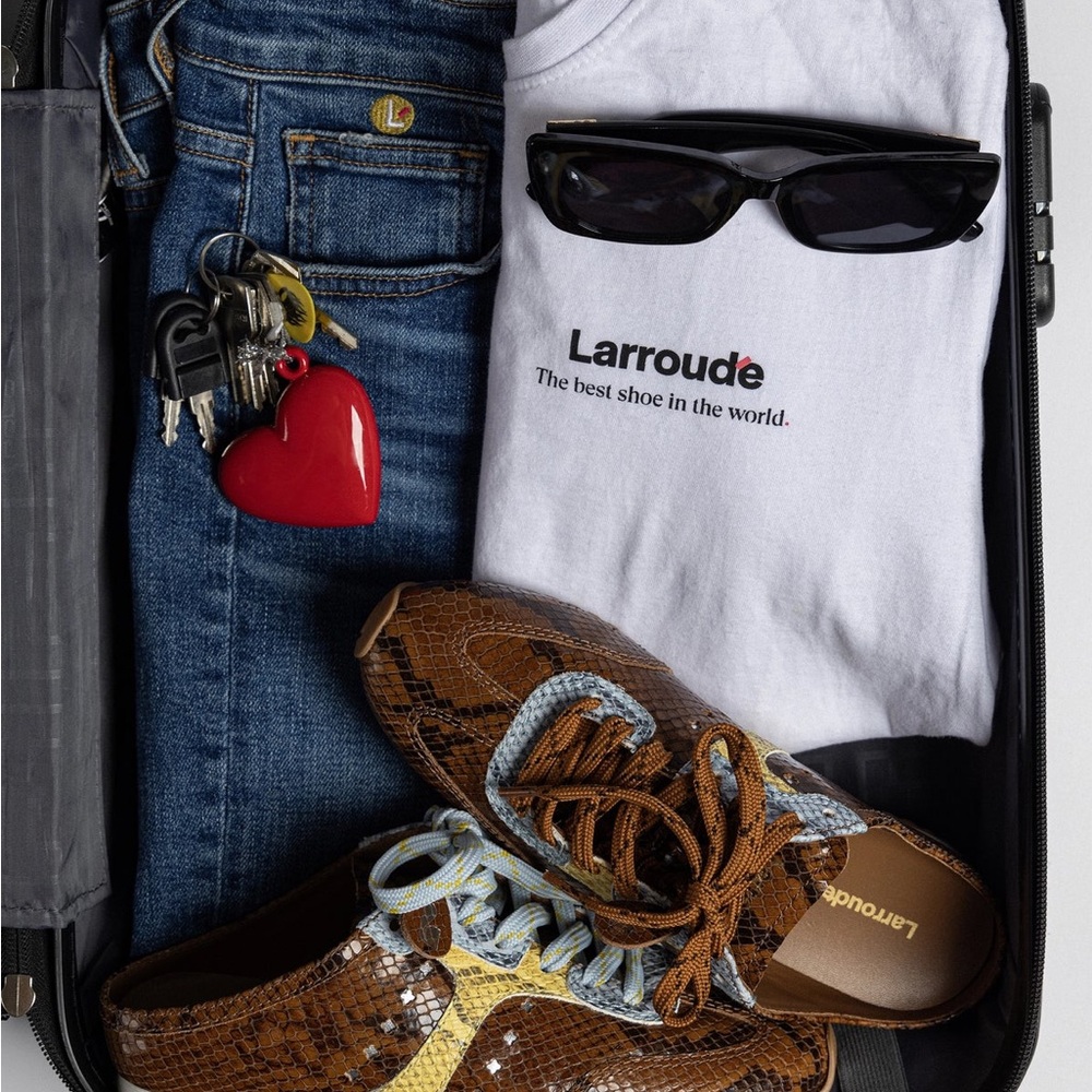 Larroude Brown Python-Effect Sneakers with Yellow… - image 3